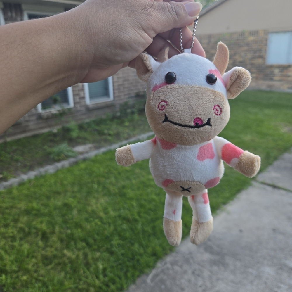 Cute Plush Cow Keychain
